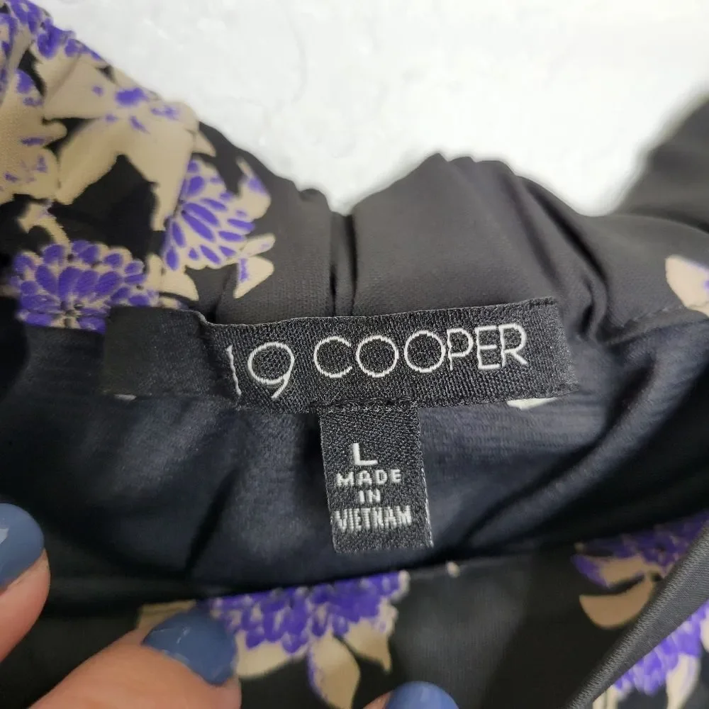 19 Cooper Size Large Purple Black Floral Off the Shoulder Shift Mini Dress - Picture 4 of 7
